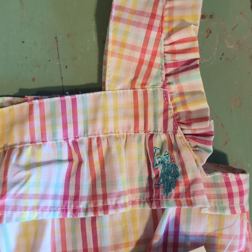 U.S. Polo Assn. Girls Colorful Plaid Romper - Picture 5 of 6